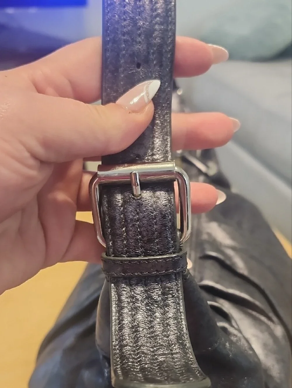 Calvin Klein Black Metallic Gathered Leather Hobo Wristlet